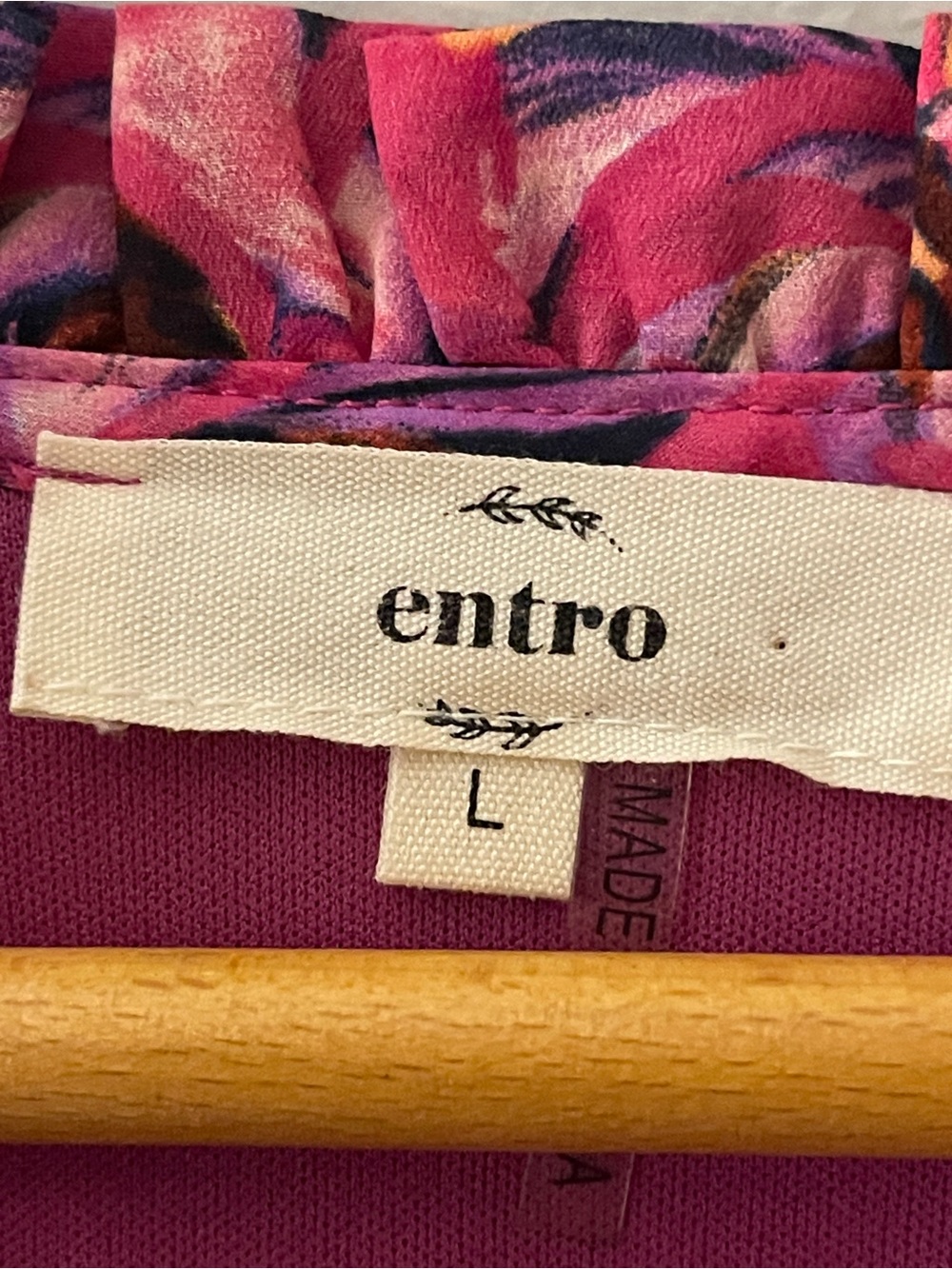 Entro Floral Tiered Dress Ruffle Pink Purple Long Sleeve Boho Boutique Large - Picture 3 of 6